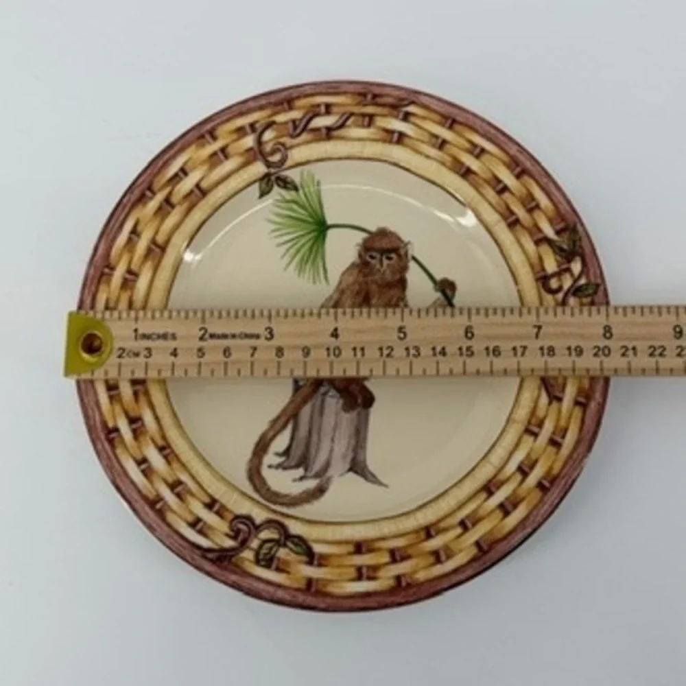 American‎ Atelier at Home Monkey 5029 Porcelain Plate Basket Weave Rim 8 in